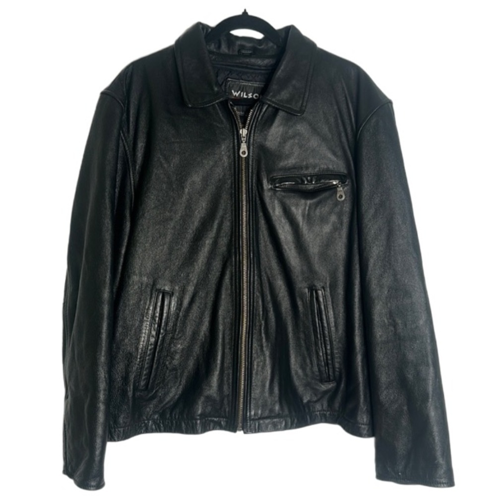 Wilsons black leather jacket size large